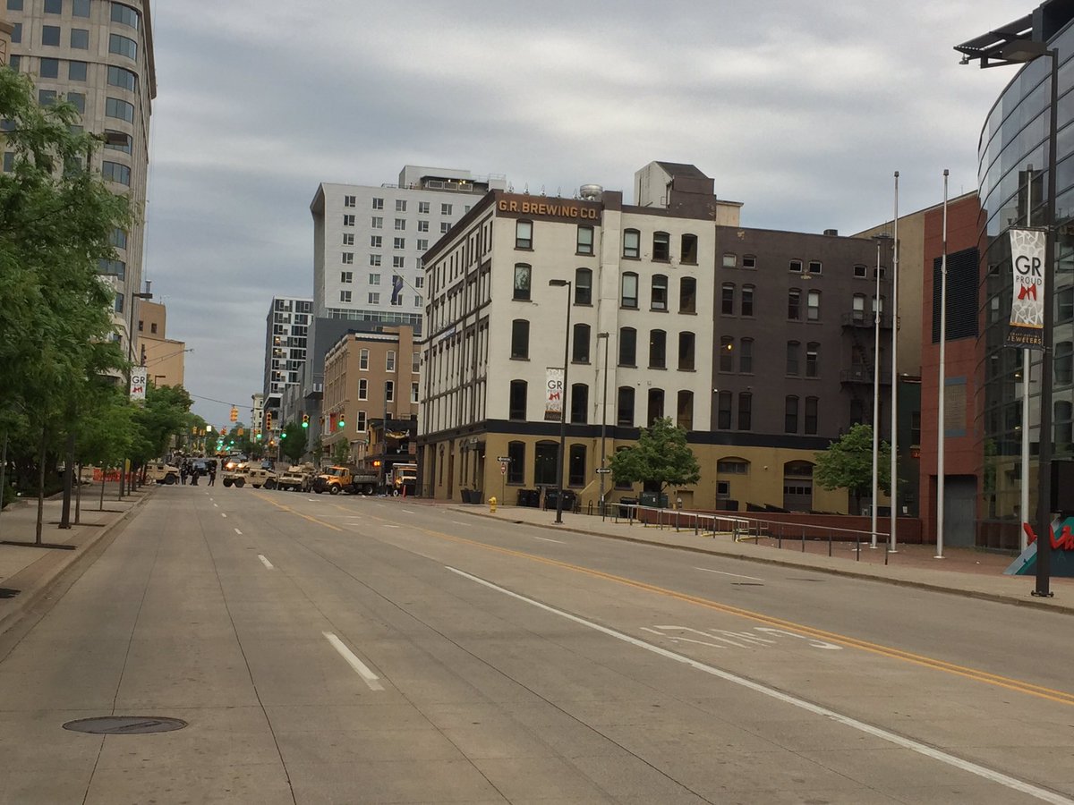 Police presence remains, but things are calm in downtown Grand Rapids @wzzm13