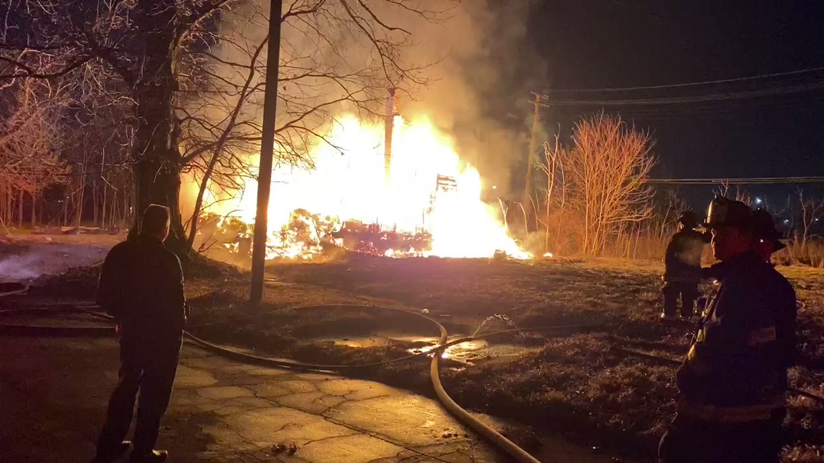 A Vacant House goes up in flames near I-96 and Michigan Avenue. No injuries. @DetroitFire taking a defensive posture, meaning they will let it burn.