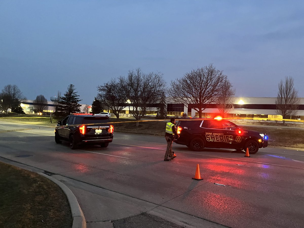 Kent Co. Sheriff's Deputies have blocked off this portion of roadway on 36th St. SE and Patterson Ave. They are investigating a crash and officer involved shooting that happened earlier this morning. Both incidents related. No injuries reported