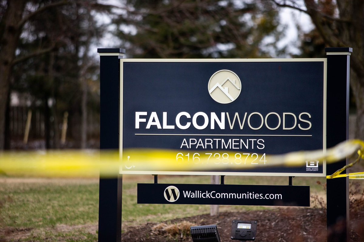 Scene of Falcon Woods Apartments as police search for the suspect in this morning's shooting at automobile seat manufacturer Adient