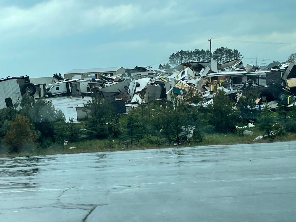 Damage in Gaylord from the tornado that ripped through.