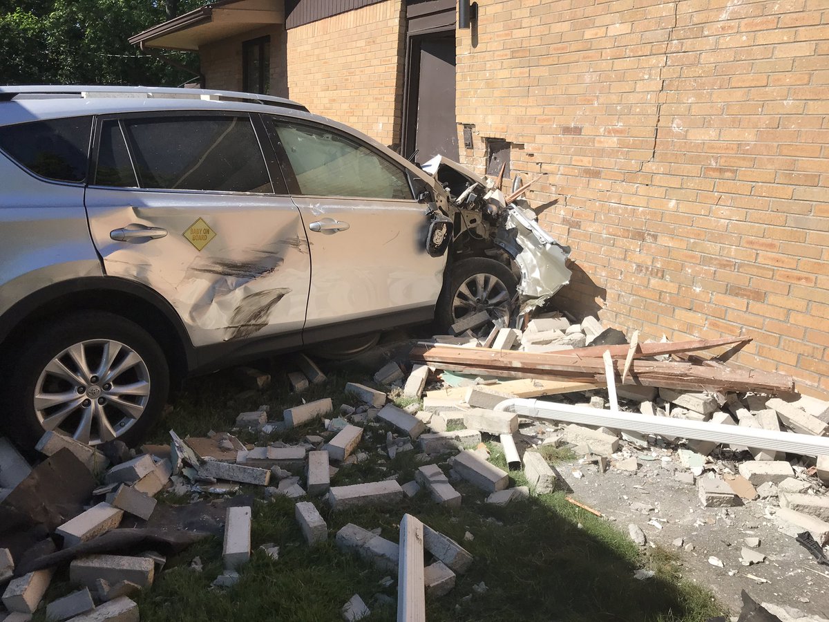 Here are pics from the scene of a major crash after an elderly gentleman crashed into a vehicle on Southfield Rd. then into 2 Southfield homes on Alta Vista Place. He was transported to Providence Hospital in stable condition and there were no other injuries