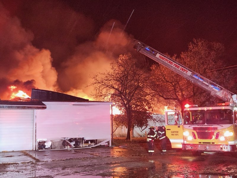 Fire that destroyed Hartford storage building likely unintentional