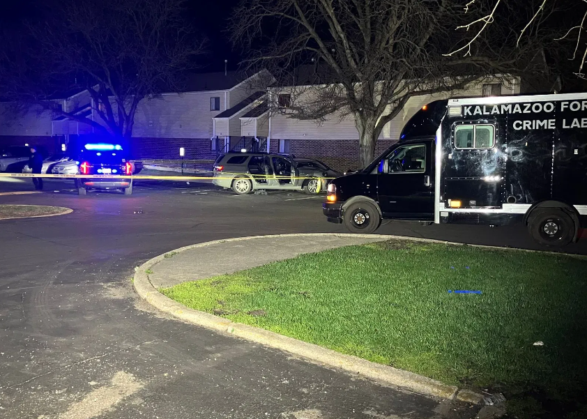A New Baltimore, Michigan man died after a bullet pierced through the front door of an Interfaith Boulevard apartment, according to Kalamazoo Public Safety.