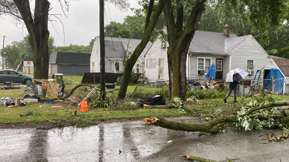 Storm damage around Michiana. Trees are down on powerlines causing outages. 