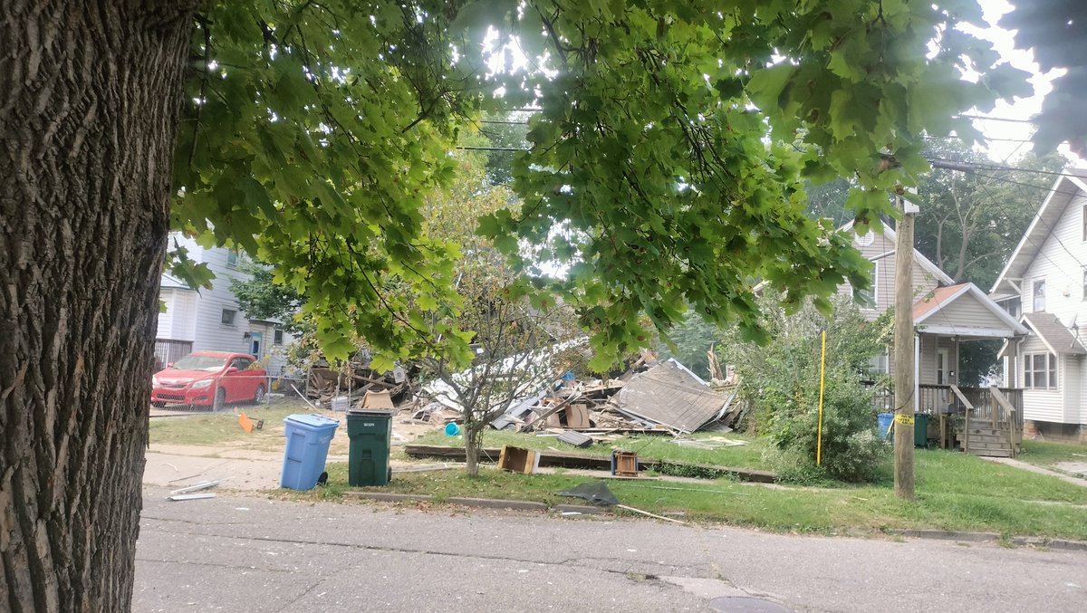 Apparent Utility FossilGas Explosion Destroys Single Home On The Noth Part Of The 100 Block Of Allen Street Lansing Michigan. LFD Has Location Secured