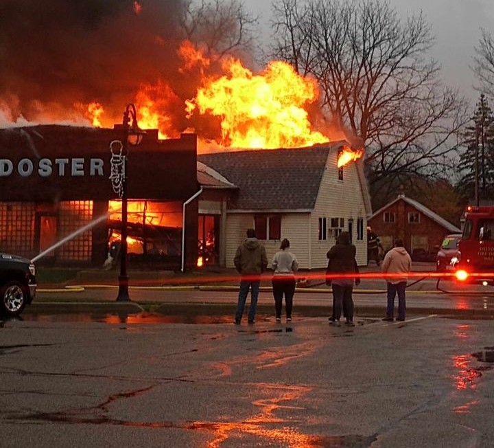 Barry Township and Delton firefighters are working to put out a fire at Smith and Doster.