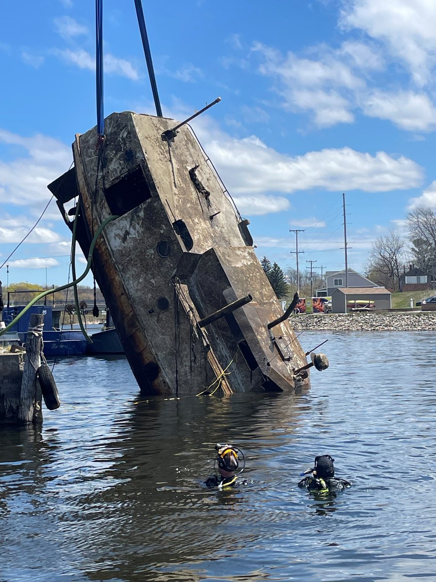 Crews recovered a sunken vessel from a lake in Michigan this week