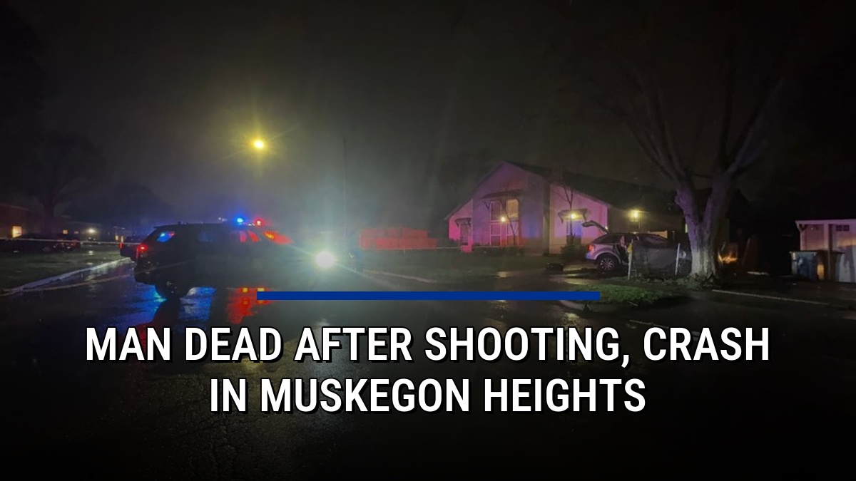 One man died following a shooting and crash in Muskegon Heights Tuesday night, police say