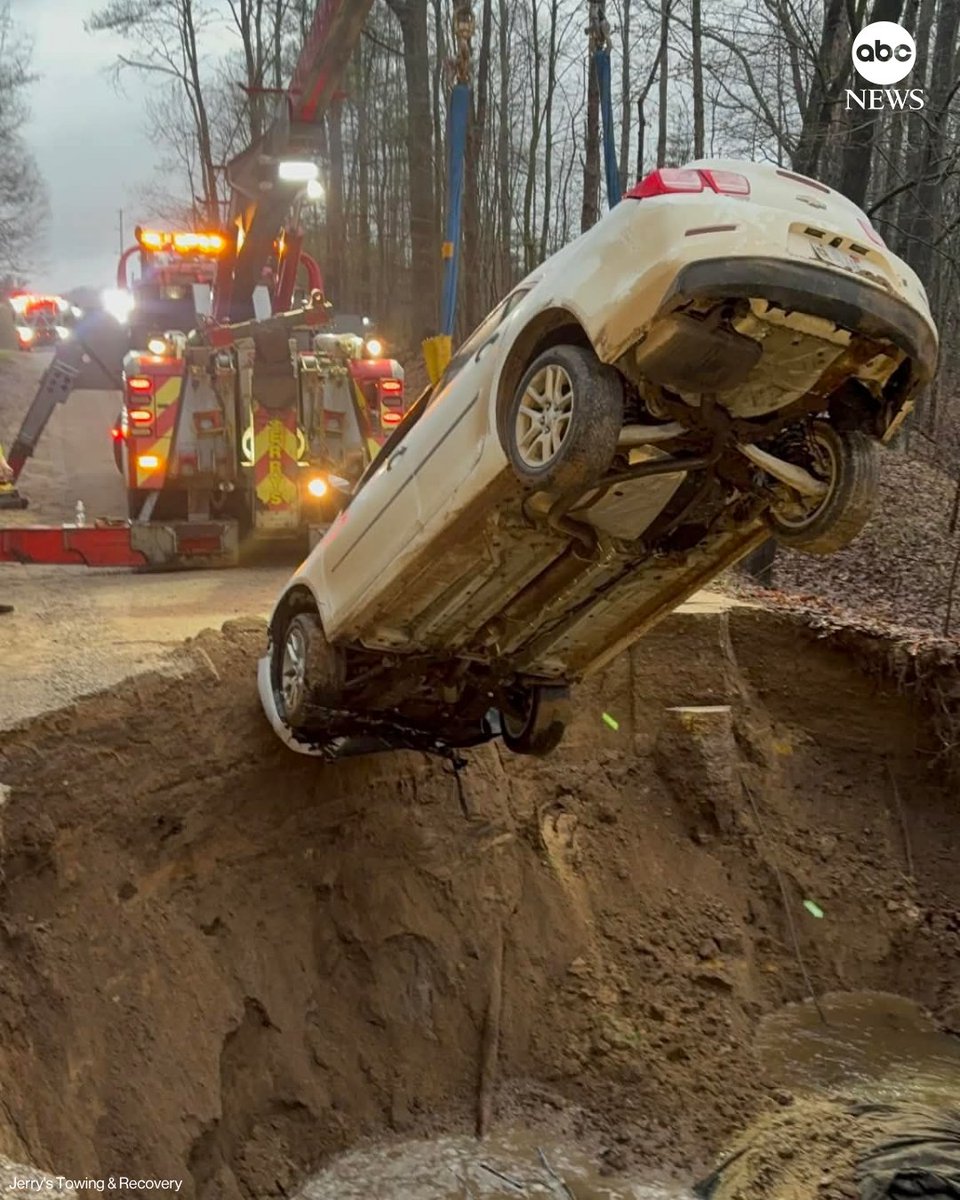 A large sinkhole opened up in Fremont, Michigan, amid historic flooding in the region. No injuries were reported