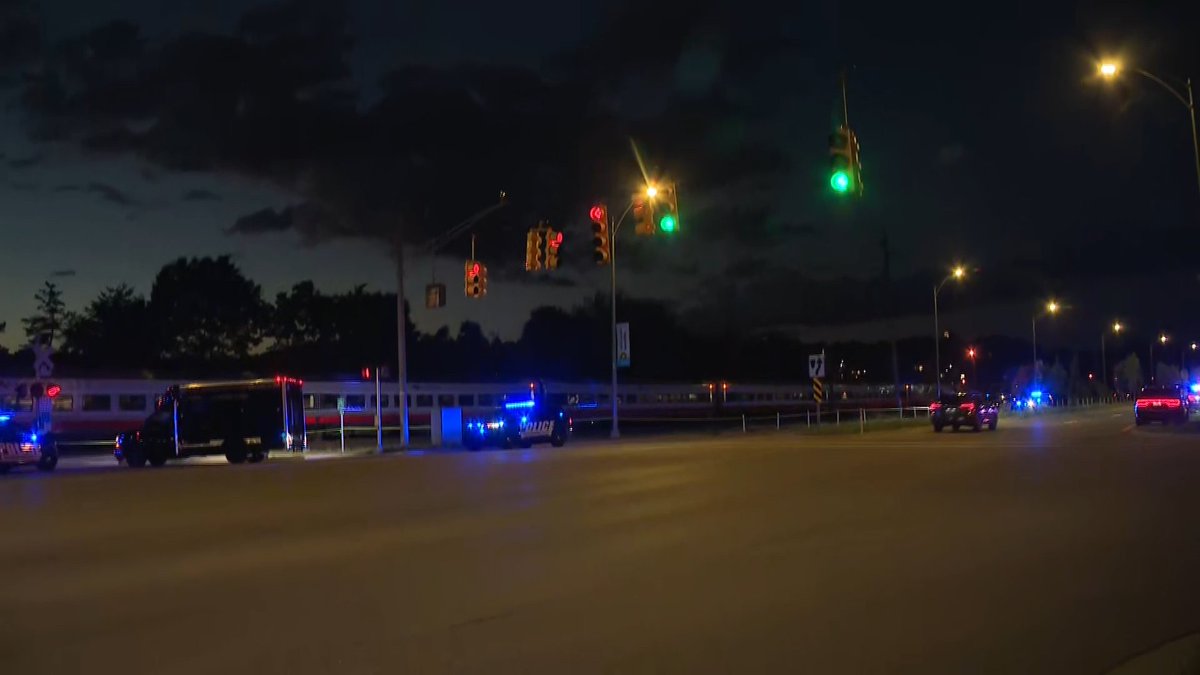 Officers with the Kalamazoo Department of Public Safety are investigating a stopped Amtrak train near Stadium Drive and Oliver Street