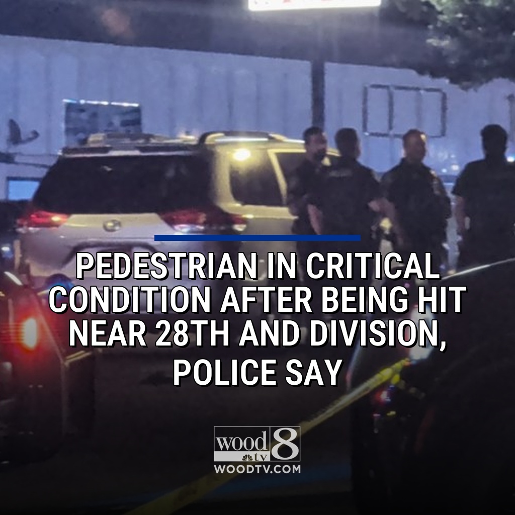 A man is in critical condition Sunday morning after being hit by a car while crossing South Division Avenue Saturday night, Wyoming police say