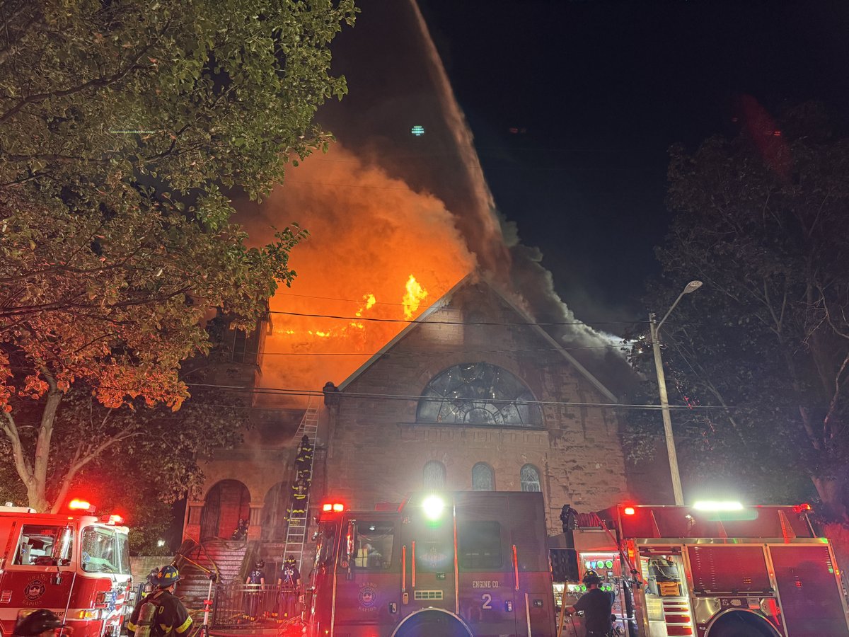 Firefighters worked to douse flames at a church in downtown Grand Rapids overnight